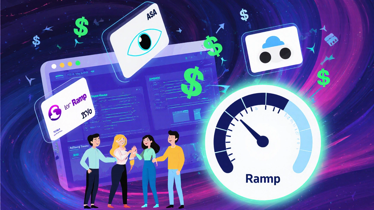 An AI dashboard showing subscription savings and 4.3% interest glowing over a team&#039;s high-five.