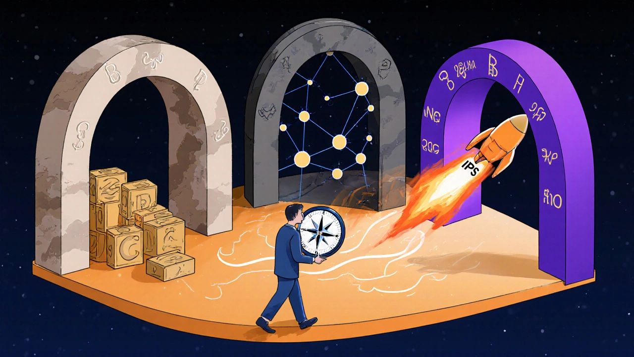 Three time portals representing short-term, intermediate, and long-term investment horizons.