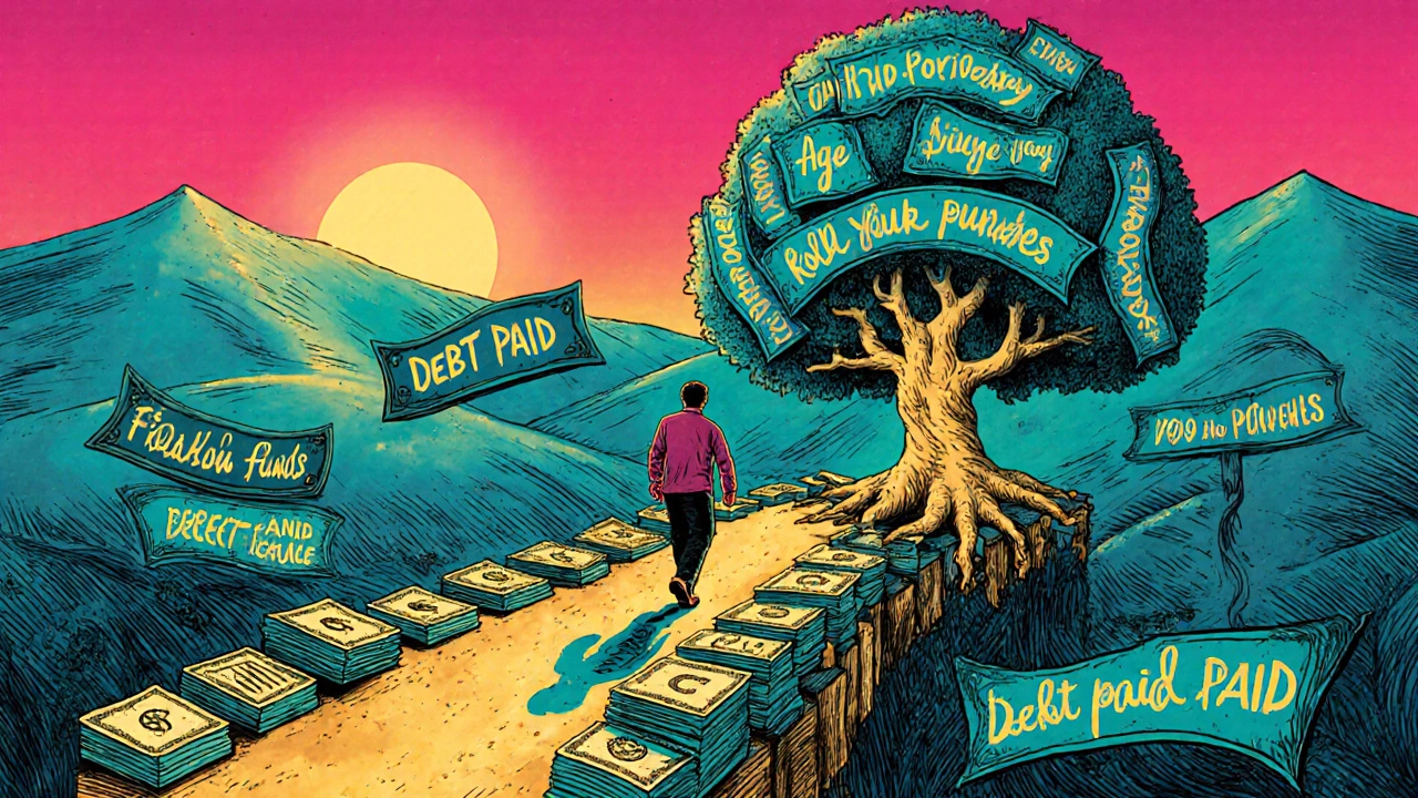 Surreal path of money leading to financial freedom with labeled categories